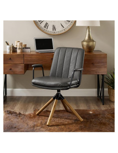 Silla Giratoria Art Leon Moderna de Medio Siglo Gris