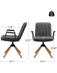 Silla Giratoria Art Leon Moderna de Medio Siglo Gris 2