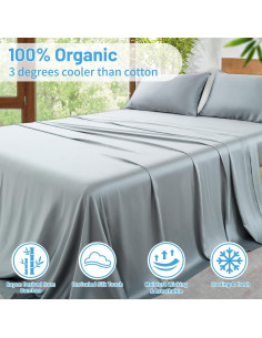 Juego de Sábanas Doble MEISHANG Viscosa de Bambú 400TC Gris 2