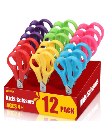 Paquete de 12 Tijeras de Seguridad para Niños 14 cm BURVAGY