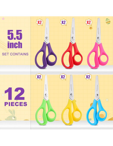 Paquete de 12 Tijeras de Seguridad para Niños 14 cm BURVAGY