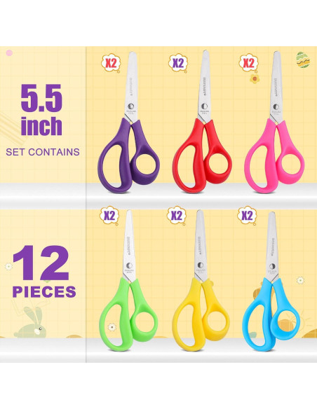 Paquete de 12 Tijeras de Seguridad para Niños 14 cm BURVAGY