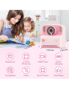 Cámara Instantánea Contixo KC2A Rosa 12MP Video 1080P Niños 2