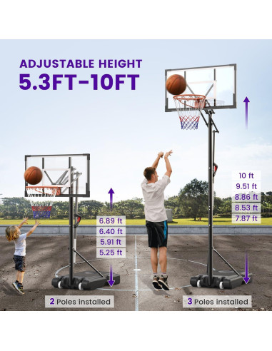 Aro de Baloncesto Portátil ALBERTO Ajustable 1.58-3.05m