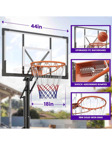 Aro de Baloncesto Portátil ALBERTO Ajustable 1.58-3.05m