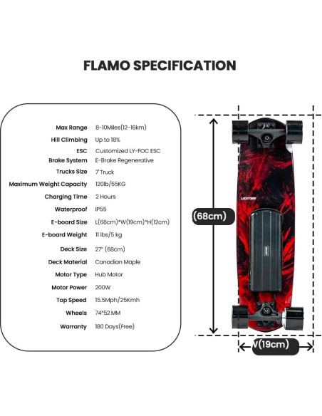 Patineta Eléctrica UDITER Flamo 21Km/h 4 Velocidades