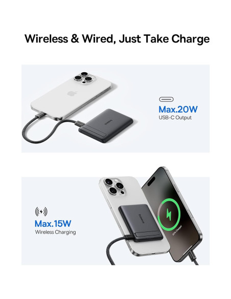 Baseus Picogo Power Bank 5000mAh Cargador Inalámbrico Negro