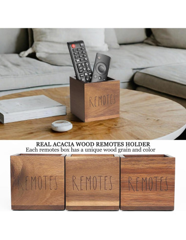 Soporte de Control Remoto de Madera de Acacia LBEMEY - Marrón
