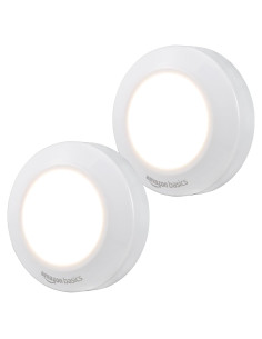 Luces LED en forma de disco Amazon Basics, 50 lúmenes, 2 unidades