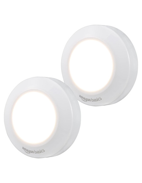 Luces LED en forma de disco Amazon Basics, 50 lúmenes, 2 unidades