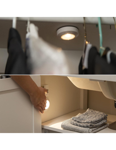 Luces LED en forma de disco Amazon Basics, 50 lúmenes, 2 unidades