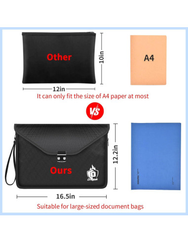 Bolsa de Documentos a Prueba de Fuego Cragtek 42x31cm Impermeable