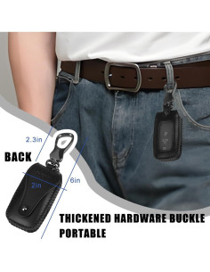 Funda de Llave de Coche Zipelo de Cuero Antideslizante 9x5cm 2