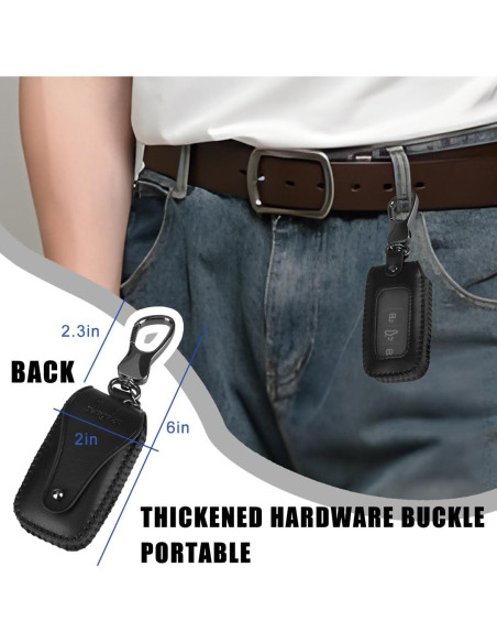 Funda de Llave de Coche Zipelo de Cuero Antideslizante 9x5cm