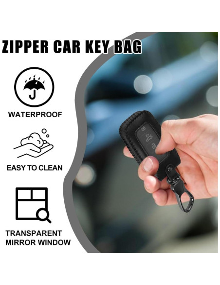 Funda de Llave de Coche Zipelo de Cuero Antideslizante 9x5cm