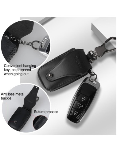 Funda de Llave de Coche Zipelo de Cuero Antideslizante 9x5cm