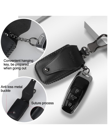 Funda de Llave de Coche Zipelo de Cuero Antideslizante 9x5cm