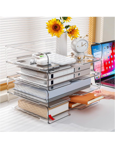 Organizador de Papel Apilable Vivihomety 4 Niveles Acrílico 2