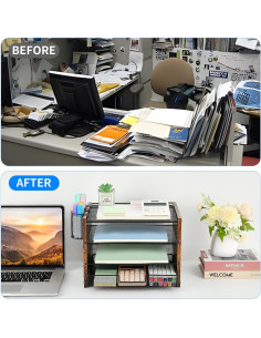 Organizador de Escritorio OPNICE 4 Niveles con Cajón y Soportes 2