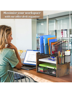 Organizador de Escritorio DAOUTIME con Cajón y 5 Compartimentos 2