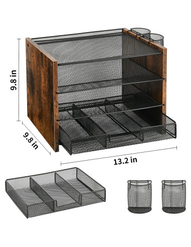 Organizador de Escritorio OPNICE 4 Niveles con Cajón y Soportes