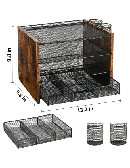 Organizador de Escritorio OPNICE 4 Niveles con Cajón y Soportes