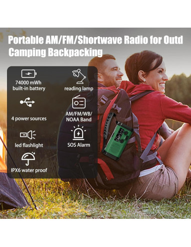 Radio de Emergencia QAUYYW 20000mAh Solar y Manivela