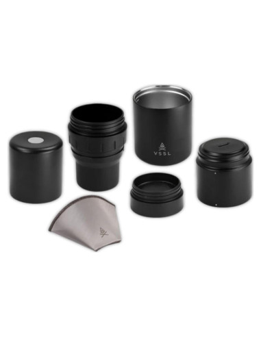 Kit de Café Pour Over VSSL Negro | 2 Tazas Acero Inoxidable 10oz