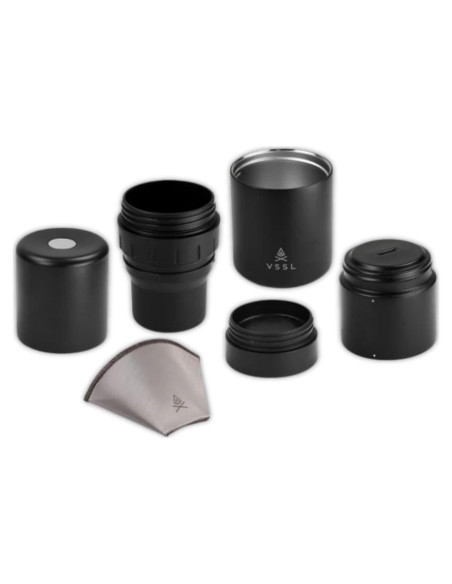 Kit de Café Pour Over VSSL Negro | 2 Tazas Acero Inoxidable 10oz