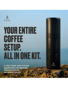 Kit de Café Pour Over VSSL Negro | 2 Tazas Acero Inoxidable 10oz 2