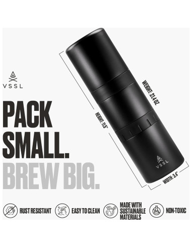 Kit de Café Pour Over VSSL Negro | 2 Tazas Acero Inoxidable 10oz