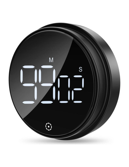 Temporizador Digital AMIR Negro con Pantalla LED 3" y Volumen Ajustable