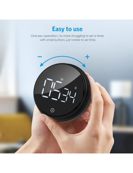 Temporizador Digital AMIR Negro con Pantalla LED 3" y Volumen Ajustable