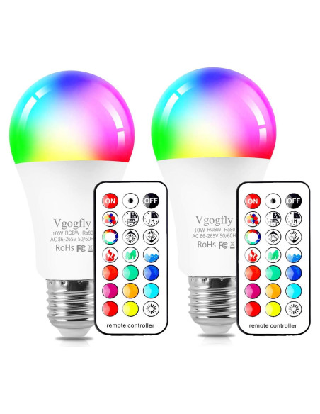 Bombillas LED RGB 10W Vgogfly E26 Control Remoto 2 Unidades