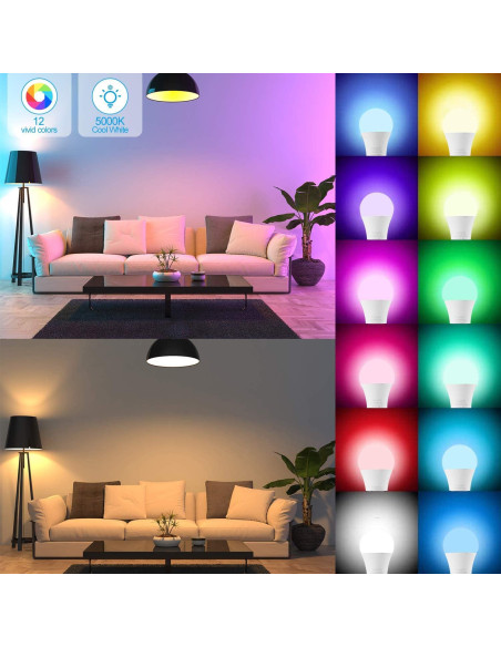 Bombillas LED RGB 10W Vgogfly E26 Control Remoto 2 Unidades