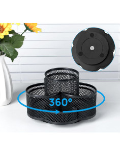 Organizador de escritorio Topwey negro con 7 compartimentos 2