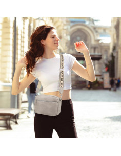 Bolso Cruzado Pequeño YDSIII de Cuero Vegano para Mujeres - Gris 2