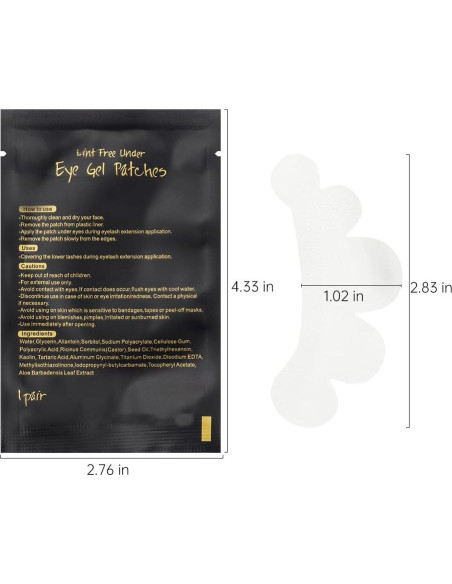 Juego de 100 pares de almohadillas de gel YS para ojos - Negro