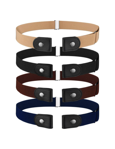 4 Cinturones Elásticos Sin Hebilla Unisex Ajustables 60-100 cm