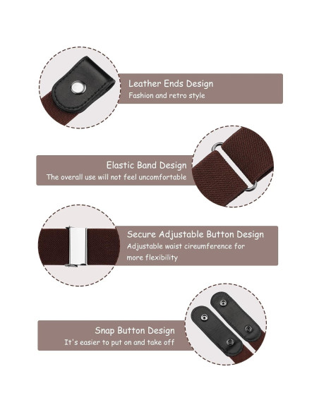 4 Cinturones Elásticos Sin Hebilla Unisex Ajustables 60-100 cm