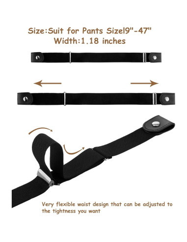 4 Cinturones Elásticos Sin Hebilla Unisex Ajustables 60-100 cm