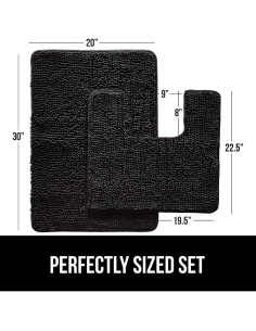 Conjunto de 2 Alfombras de Baño Gorilla Grip Chenille Negro 2