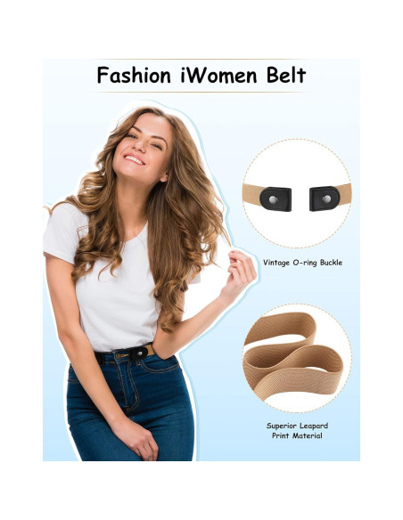 4 Cinturones Elásticos Sin Hebilla Unisex Ajustables 60-100 cm