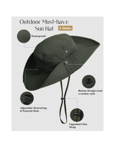 Sombrero de Sol FURTALK para Mujeres UPF 50+ Verde Ejército 2