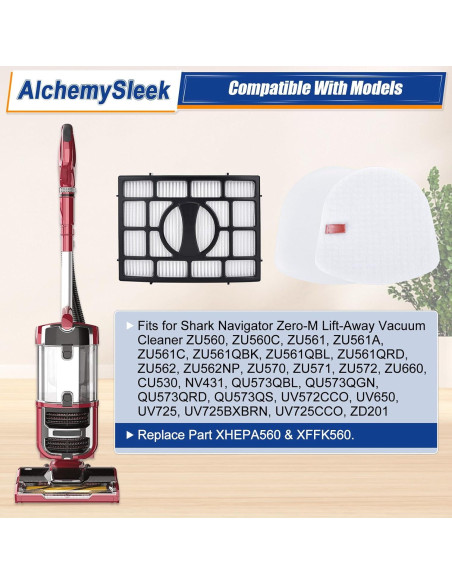 Filtro de Reemplazo Shark ZU560 ZU561 ZU562 HEPA 8 Piezas