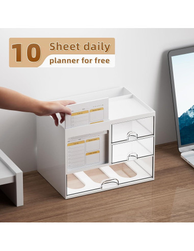 Organizador de Escritorio Marbrasse Blanco con 3 Cajones