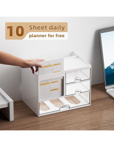 Organizador de Escritorio Marbrasse Blanco con 3 Cajones