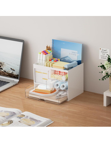 Organizador de Escritorio Marbrasse Blanco con 3 Cajones