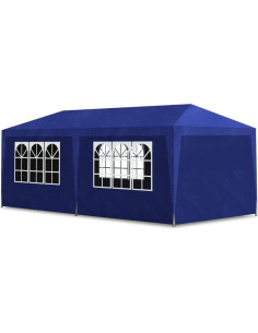 Carpa de Fiesta KTHLBRH 3x6m Azul Impermeable con Ventanas 2