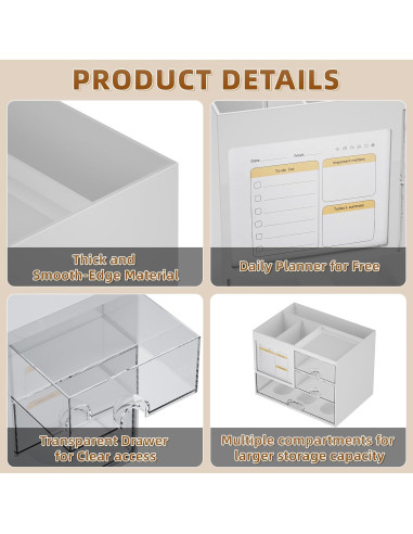 Organizador de Escritorio Marbrasse Blanco con 3 Cajones